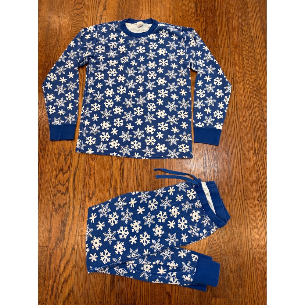 Hanna Andersson Blue Snowflake Organic Cotton Pajama Set Womens Medium M